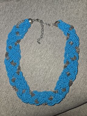Handcrafted Turquoise Beaded Braided Necklace - Women Jewelry